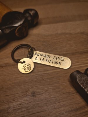 Porte clés "Animaux seuls à la maison"