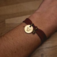 Bracelet bordeaux en tissus personnalisable