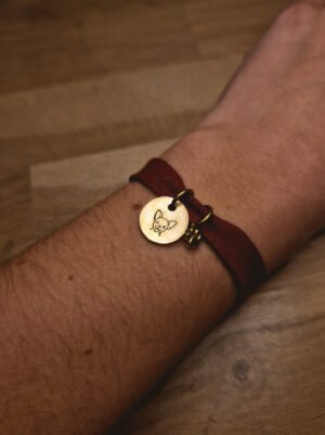 Bracelet bordeaux en tissus personnalisable