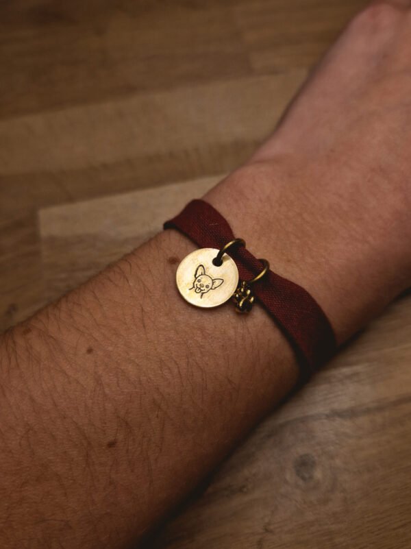 Bracelet bordeaux en tissus personnalisable