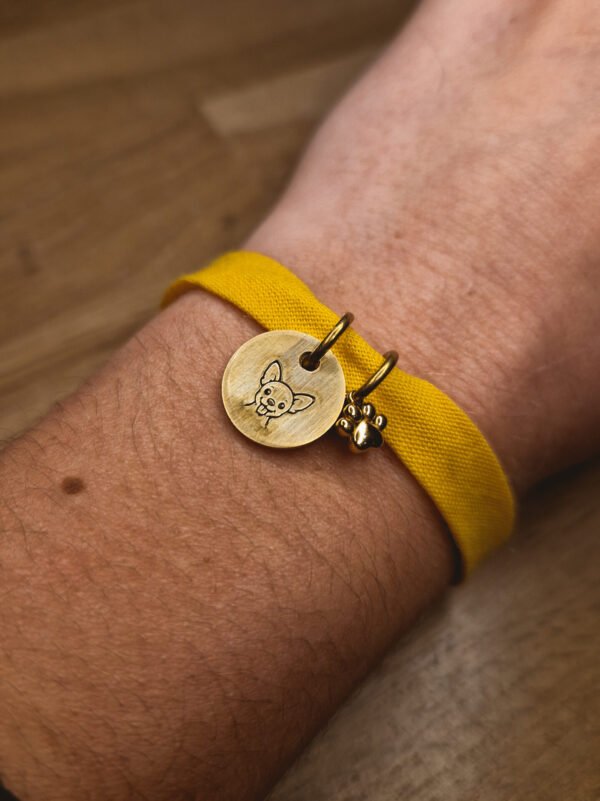 Bracelet jaune en tissus personnalisable