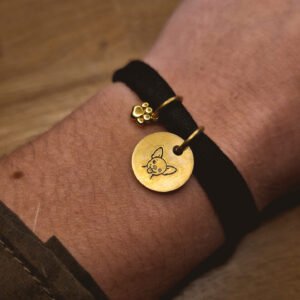 Bracelet noir en tissus personnalisable